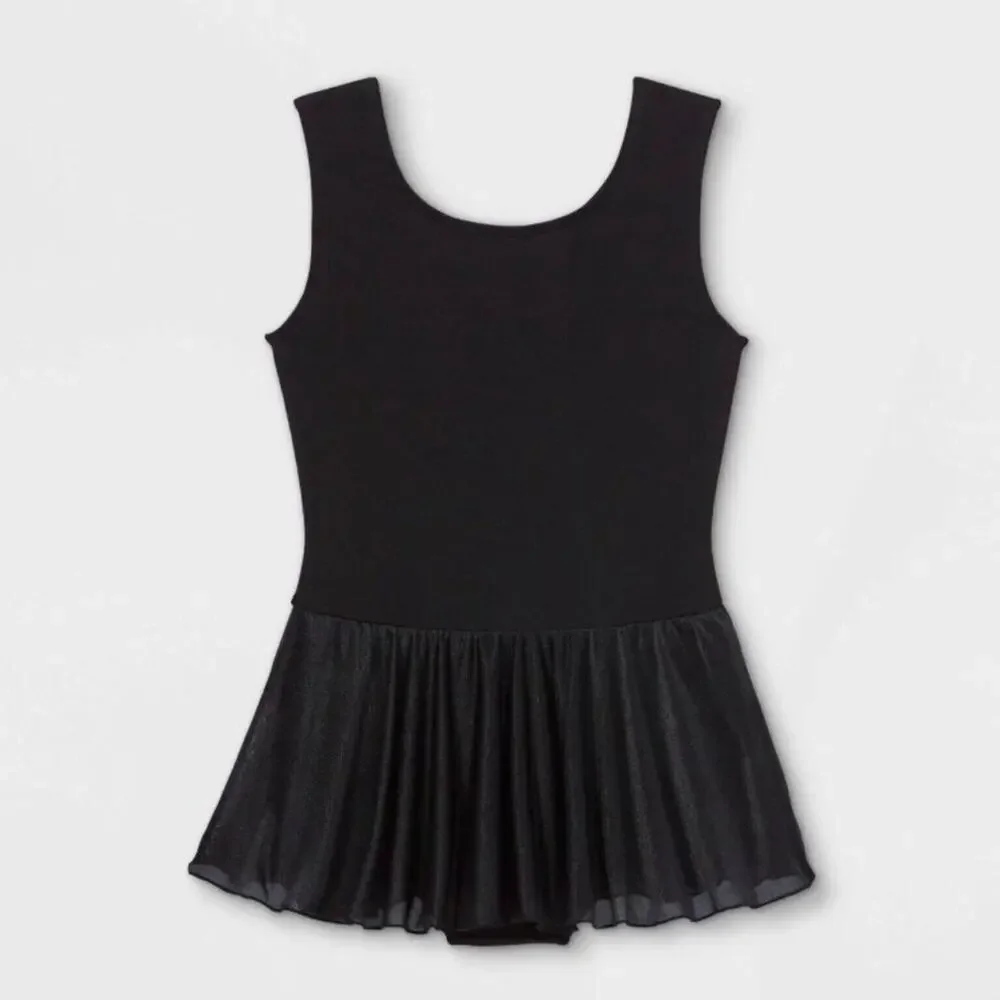 Cat & Jack Girls Tank Leotard Black Ballet Dance Gymnastics Bodysuit Sz S (6/6x)